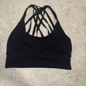Women's Black Strappy Sports Bra